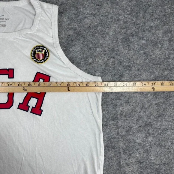 Nike Tank Top Mens Large White Good USA Olympics Sleeveless Tee Organic Cotton - Picture 5 of 8